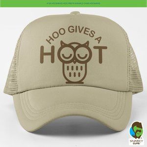 Hoo Gives a Hoot Owl Foam Trucker Snapback Cap KHAKI